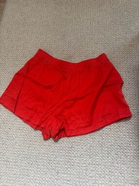 Aritzia Bright Red High-Waist Elastic Shorts